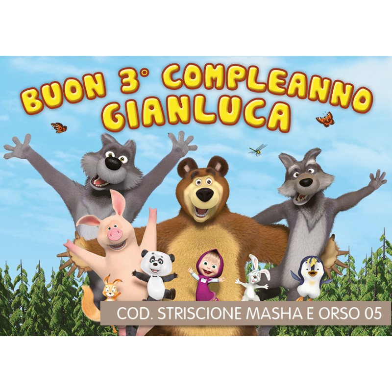 Striscione Masha e Orso - 02 - carta cm 140x100 personalizzato