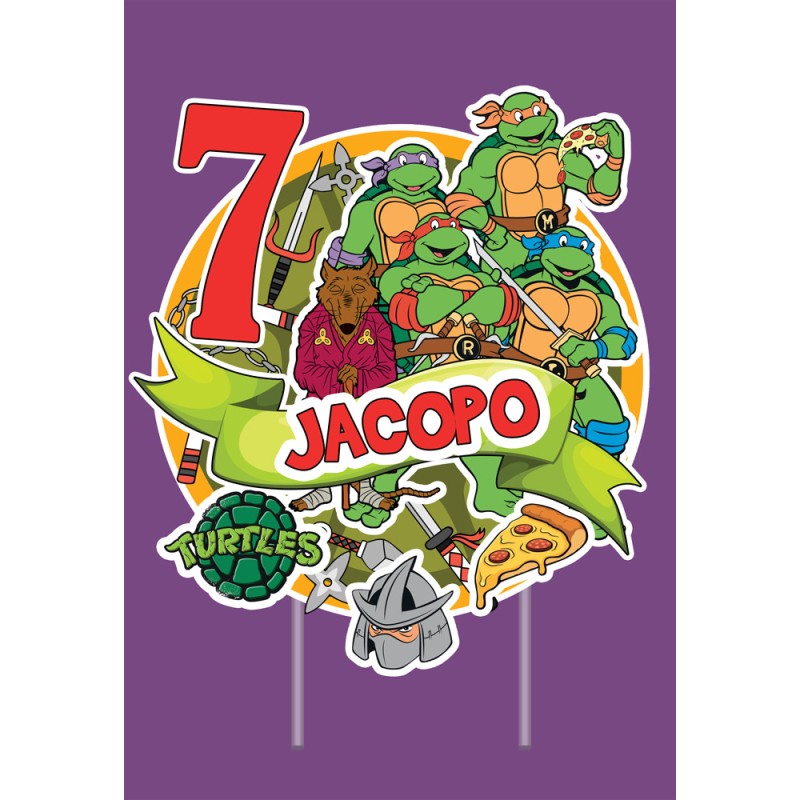 Tartarughe Ninja Tartarughe Happy Birthday Topper, Topper Torta Ninja  Tartarughe Smash Decorazione per festa di compleanno, TMNT - Font verde :  : Casa e cucina