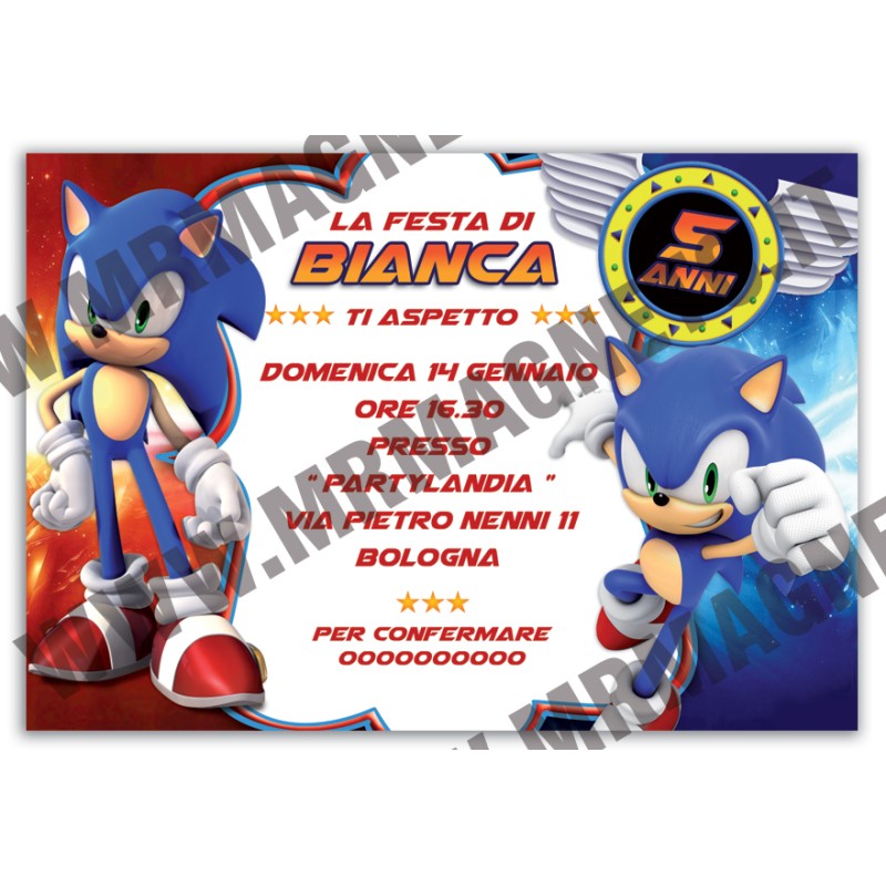 Sonic Hedgehog Tema Invito di compleanno