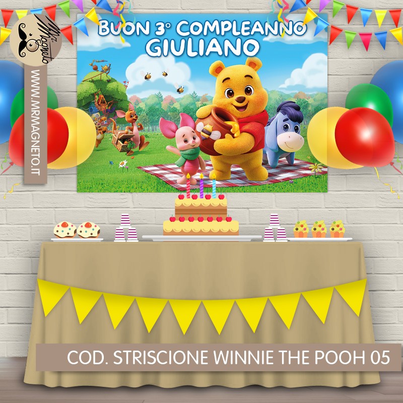 Striscione Winnie the Pooh - 05 - carta cm 140x100 personalizzato