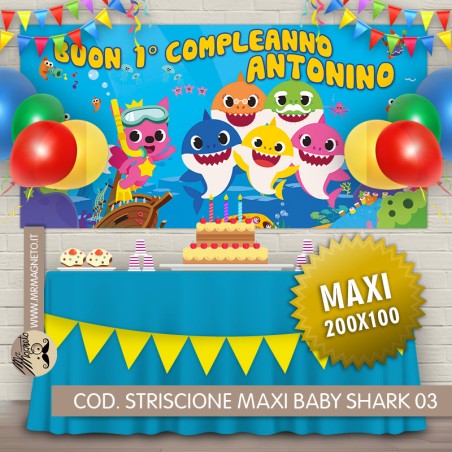 Striscione Maxi Baby Shark - 03 - carta cm 200x100 personalizzato