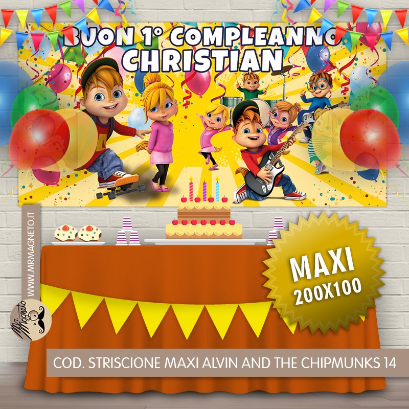 Striscione Maxi Alvin and the Chipmunks - 14 - carta cm 200x100 personalizzato