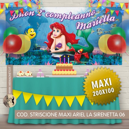 Striscione Maxi Ariel Sirenetta - 06 - carta cm 200x100 personalizzato