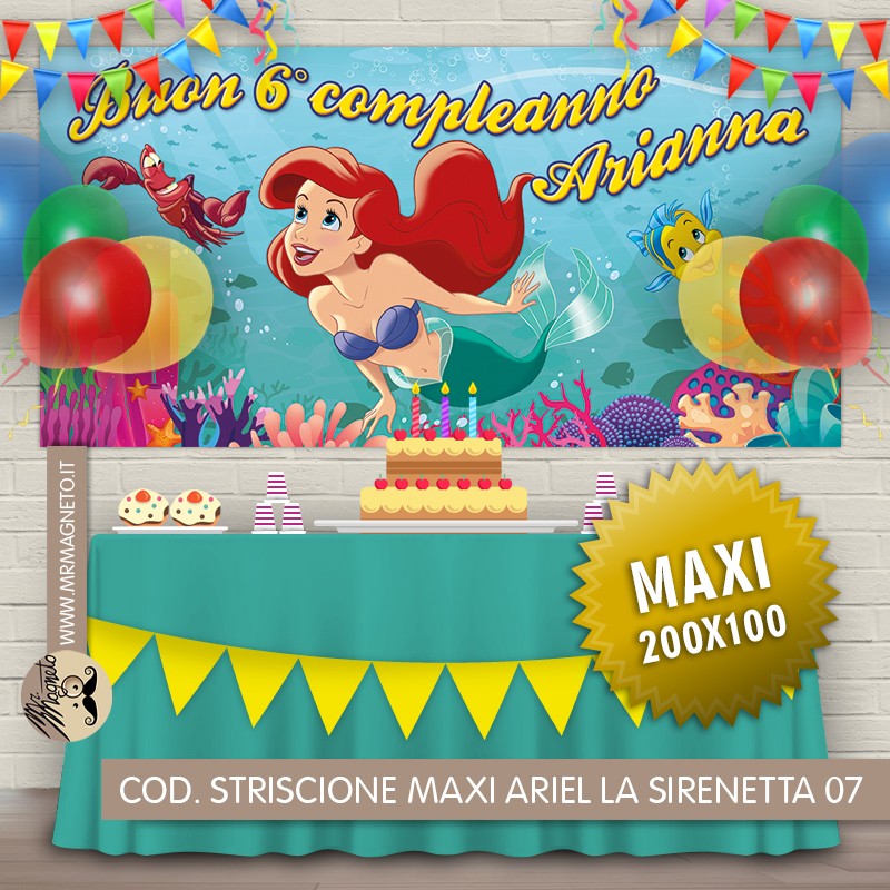 Striscione Maxi Ariel Sirenetta - 07 - carta cm 200x100 personalizzato