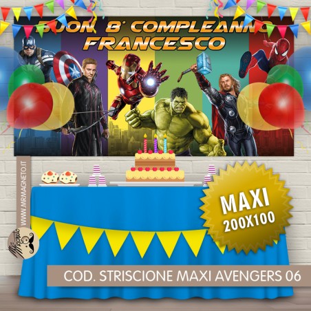 Striscione Maxi Avengers - 06 - carta cm 200x100 personalizzato