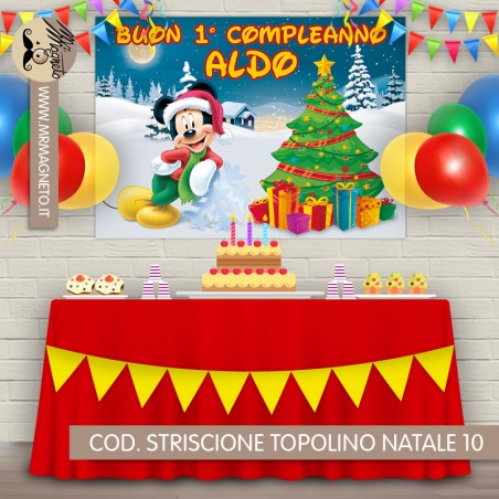 Striscione Topolino natale - 10 - carta cm 140x100 personalizzato