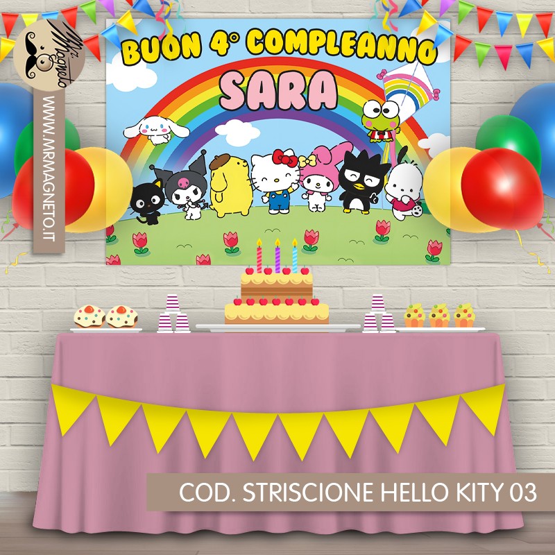 Striscione Hello Kitty - 03 - carta cm 140x100 personalizzato