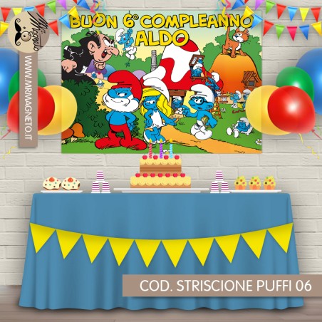 Striscione Puffi - 06 - carta cm 140x100 personalizzato