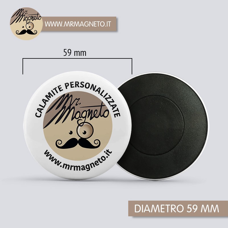 calamita magnete personalizzato con Il Tuo Logo Grafica diametro 59mm tonda