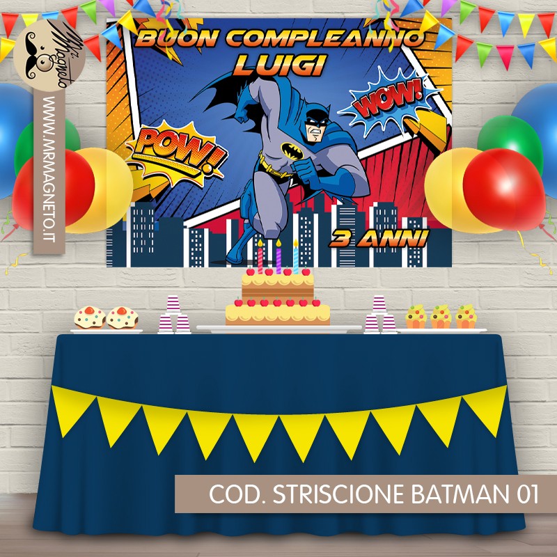 Striscione Batman - 01 - carta cm 140x100 personalizzato