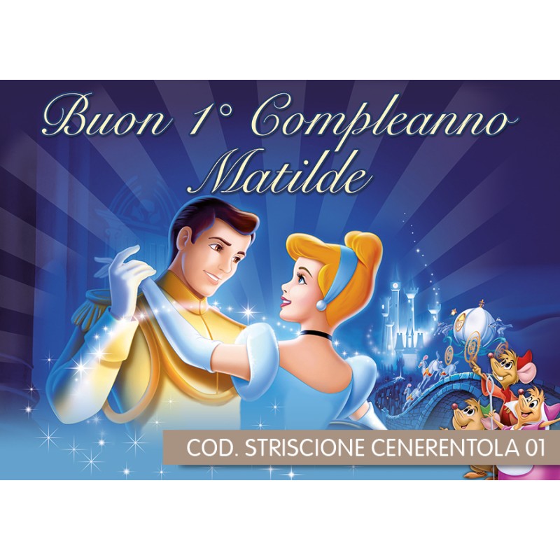 Striscione Cenerentola - 01 - carta cm 140x100 personalizzato