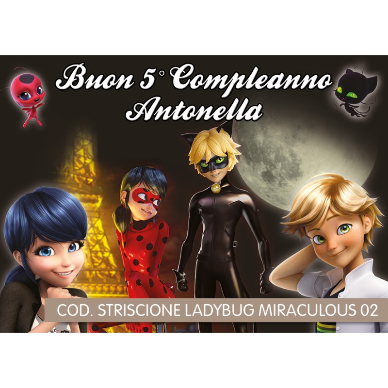 Striscione Ladybug Miraculous - 02 - carta cm 140x100 personalizzato