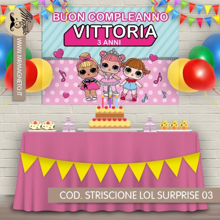 Striscione Lol surprise - 03 - carta cm 140x100 personalizzato