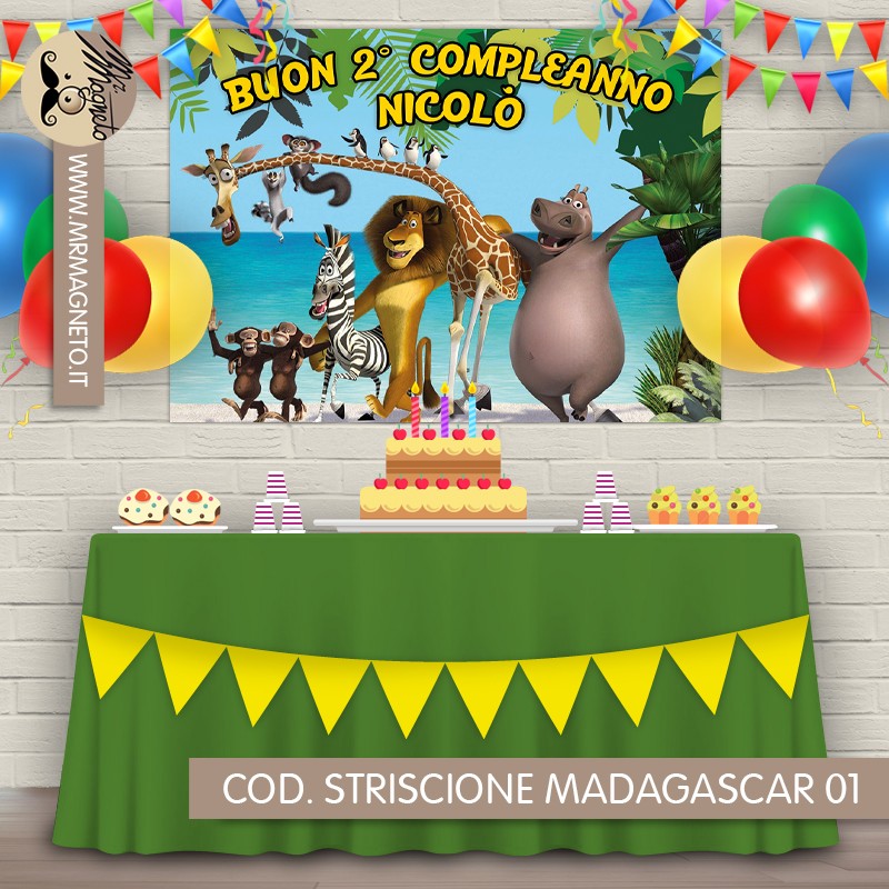 Striscione Madagascar - 01 - carta cm 140x100 personalizzato