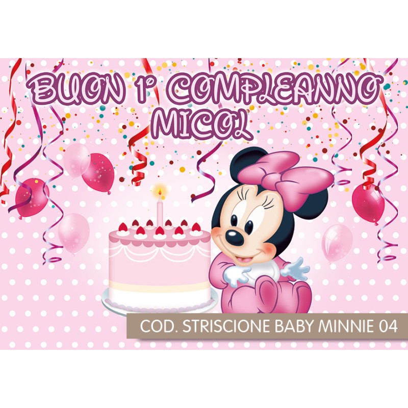 Striscione Minnie - 02 - carta cm 140x100 personalizzato