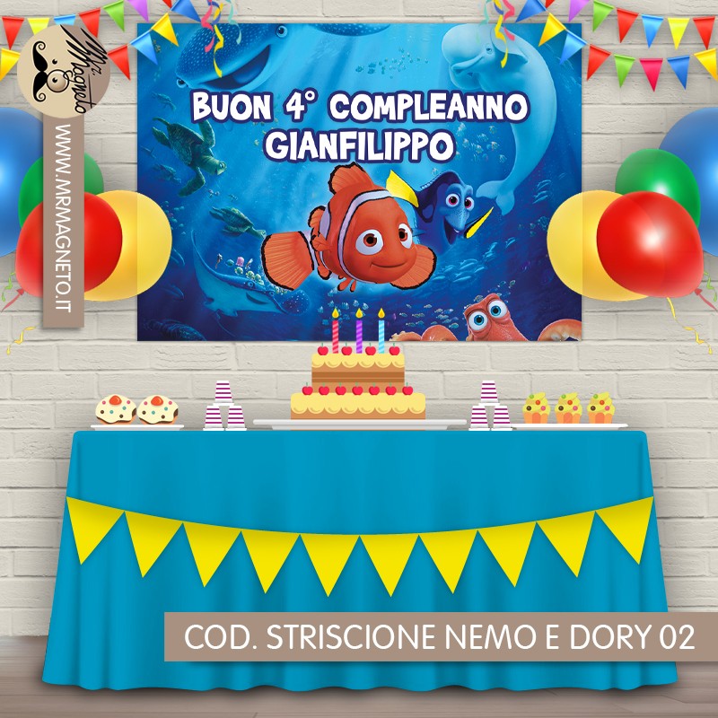 Striscione Alla ricerca di Nemo / Dory - 02 - carta cm 140x100 personalizzato