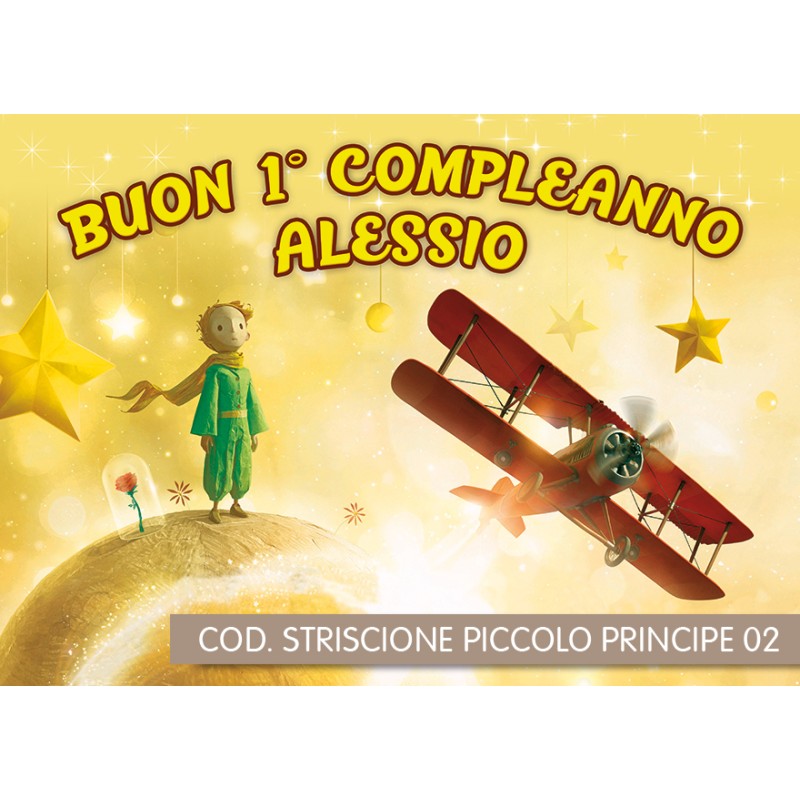 Striscione personalizzato con nome il mio battesimo a tema piccolo principe  sull'aereo