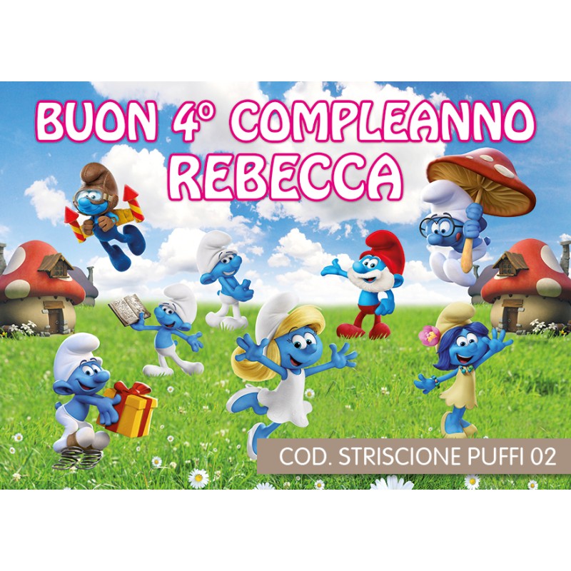 Striscione Puffi - 02 - carta cm 140x100 personalizzato