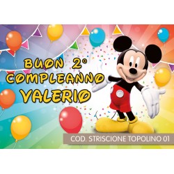 Striscione Topolino - 01 - carta cm 140x100 personalizzato