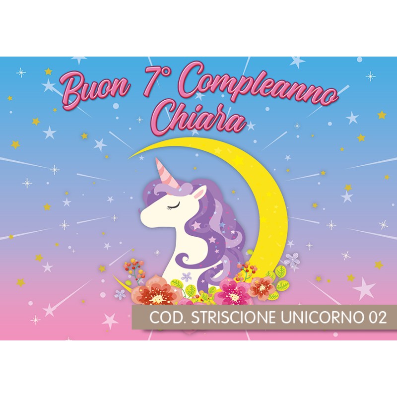 Striscione Unicorno - 02 - carta cm 140x100 personalizzato