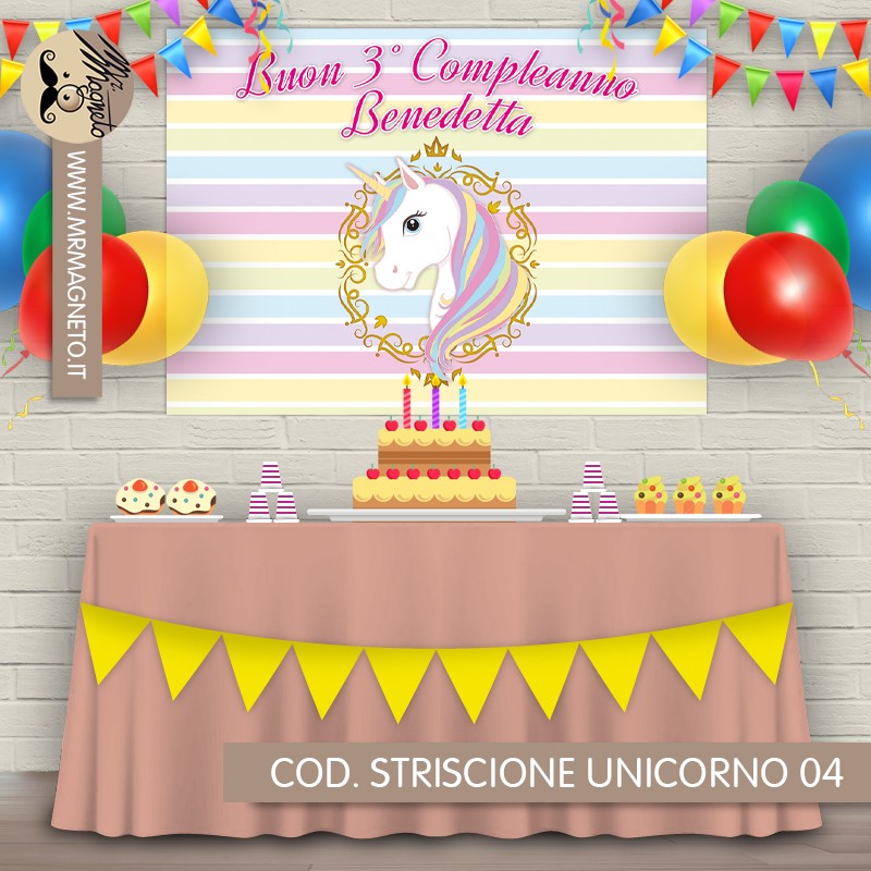 Striscione Unicorno - 04 - carta cm 140x100 personalizzato