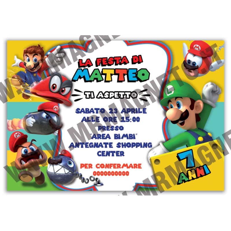 Striscione Super Mario / Sonic - 01 - carta cm 140x100 personalizzato