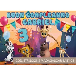 Striscione Madagascar baby - 03 - carta cm 140x100 personalizzato