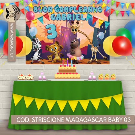 Striscione Madagascar baby - 03 - carta cm 140x100 personalizzato